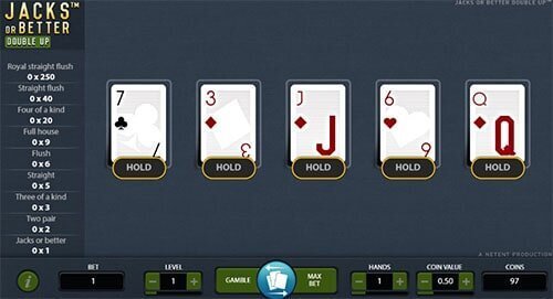 Jacks or Better Double Up video poker from NetEnt