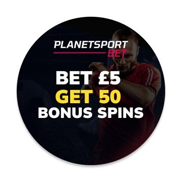 Planet Sport Bet betting offer with text bet 5 get 50 bonus spins