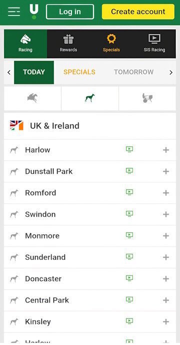 Unibet greyhound race list inside the sportsbook