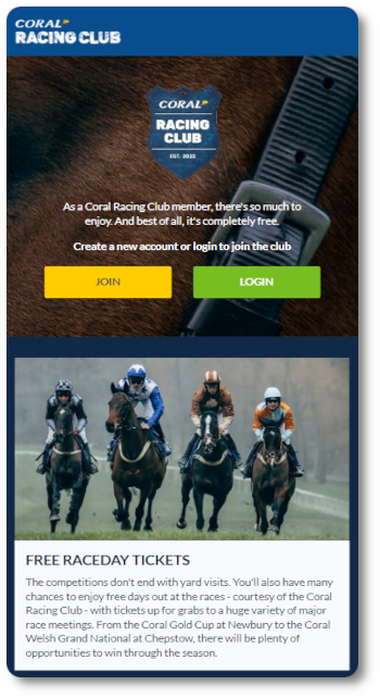 This is what Coral horse racing betting looks like on mobile