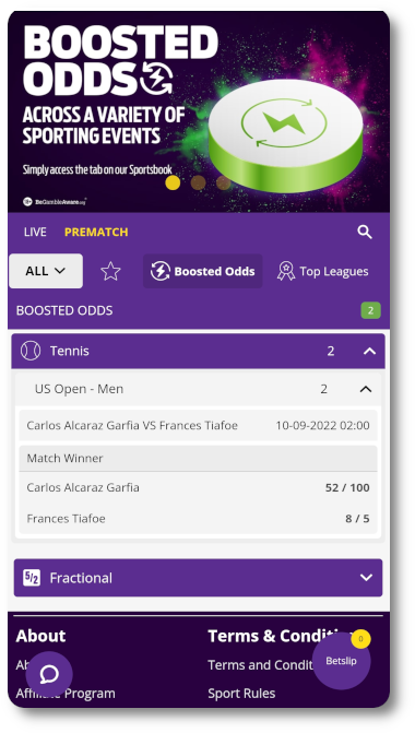 This is what Hollywoodbets boosted odds looks like mobile