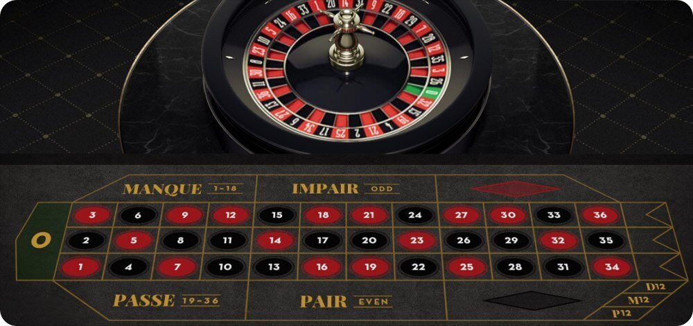 French roulette table and wheel at an online casino