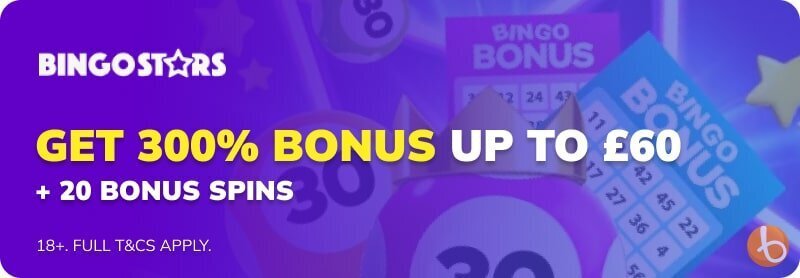 A banner image for Bingostars bingo bonus