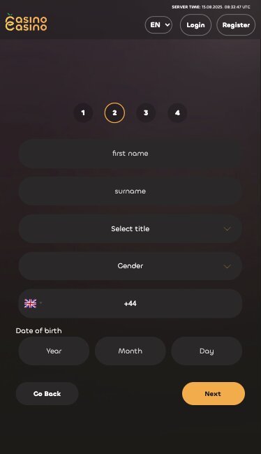 Casino Casino fill in your personal details
