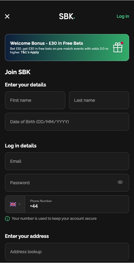 Where to enter SBK promo code