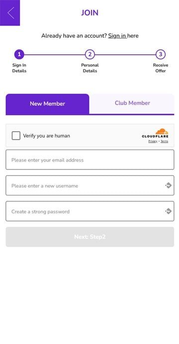 Create an account at Mecca Bingo