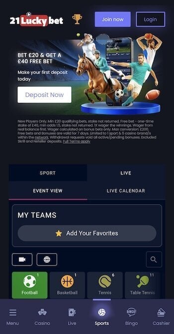 Mobile at 21LuckyBet