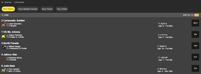 Best Odds Guaranteed example at Betgoodwin