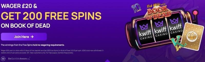 New Kwiff bonus spins offer