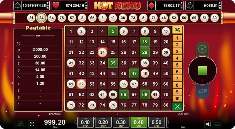 This is what a Keno game looks like