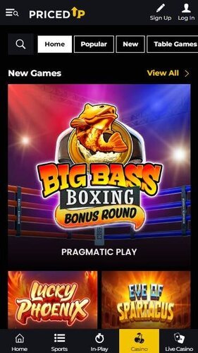 PricedUp Casino on mobile