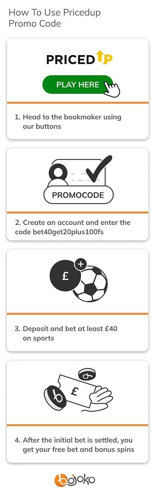 Follow these steps to claim PricedUp.bet promo code