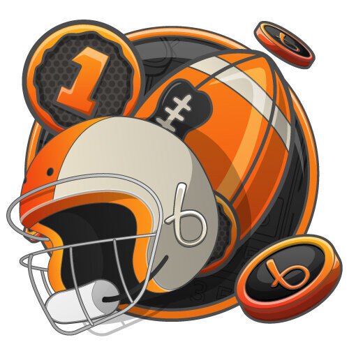 Illustration of NFL betting with a football helmet, ball, and Bojoko coins