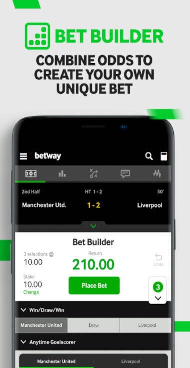 Betway mobile app bet builder
