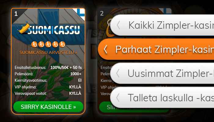 Löydä Zimpler-kasinot listaltamme.