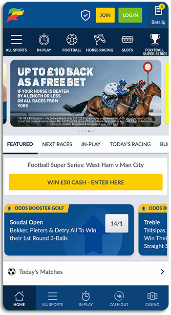 This is what Coral online betting looks like on mobile