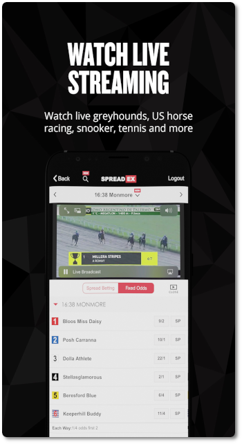 This is what Spreadex live streaming looks like on mobile