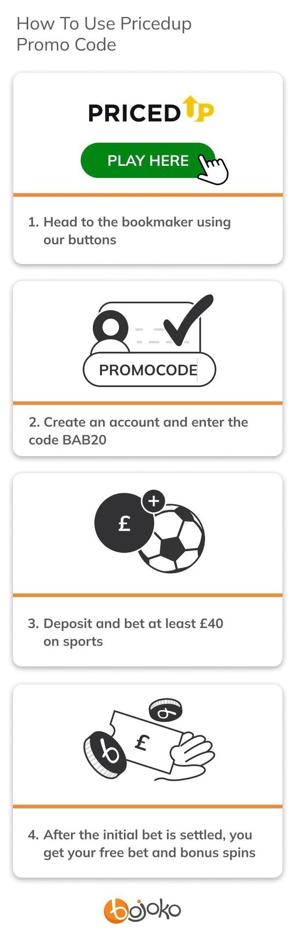 Follow these steps to claim PricedUp.bet promo code