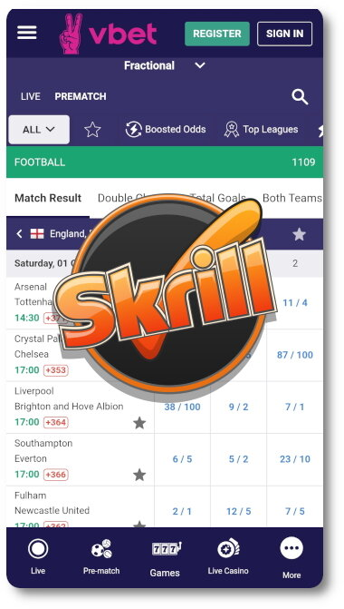 Vbet accepts skrill deposits