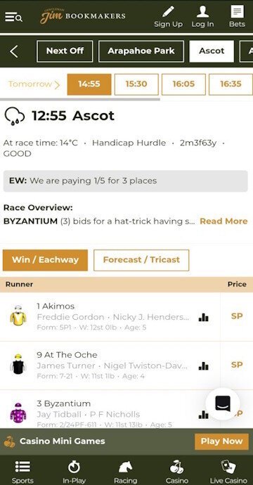  Find the horse racing event that you want to bet on