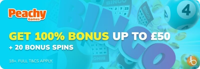 A banner image for Peachy Games bingo bonus