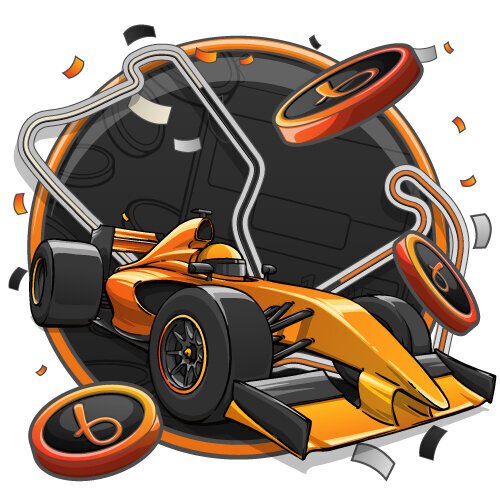 Illustration of an F1 car and a race track