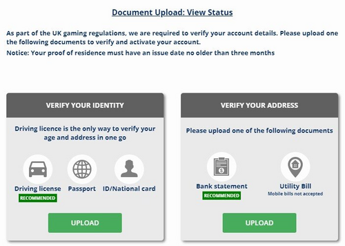 ZetBet document verification process