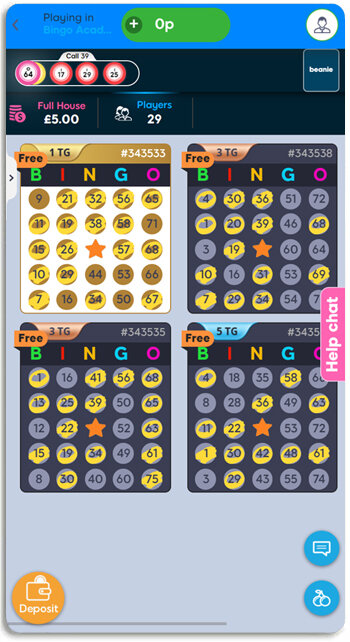 How Dragonfish's free bingo game Bingo Academy looks on mobile