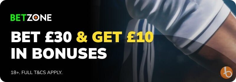 Betzone bet £30 get £10 in bonuses banner