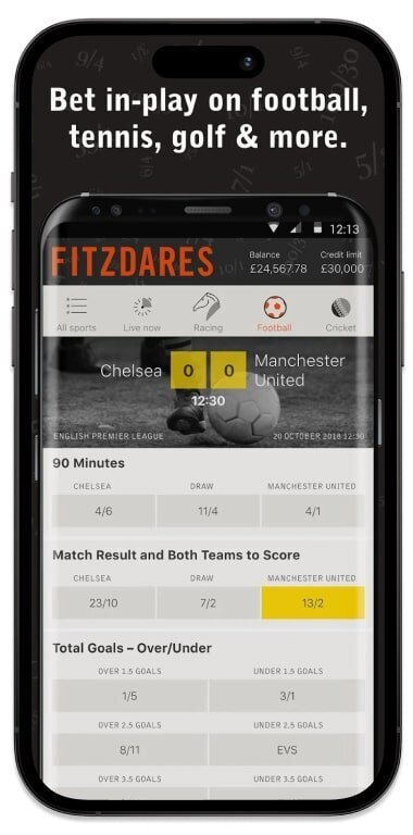 This is how Fitzdares live betting app look like