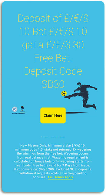 Claim your Tebwin free bet on the landing page