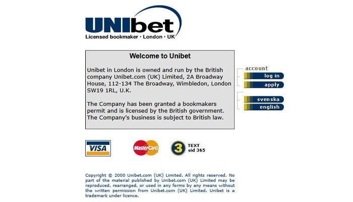 Unibet in December 1999