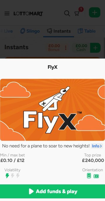 Lottomart game info window