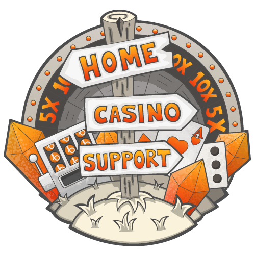 Bojoko style illustration with home, casino, support in crossroads