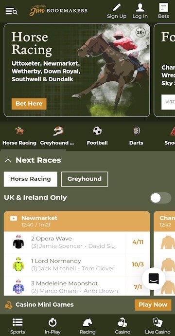  Start horse racing betting from racing menu