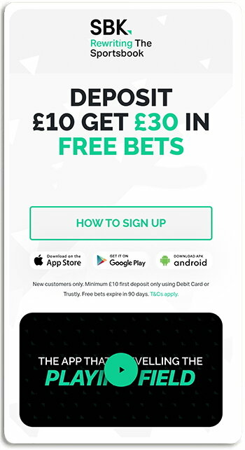 SBK free bets are available for all new players as the welcome offer