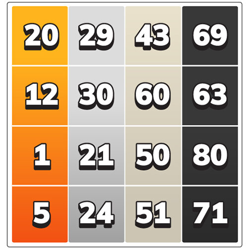 How a 80-ball bingo card looks like