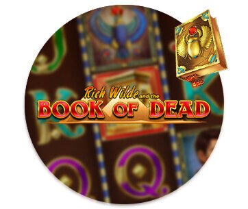 Book of Dead game logo with a colourful background