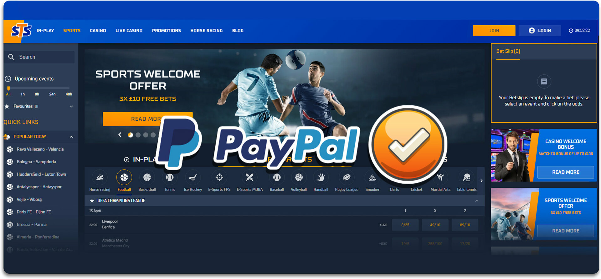 paypal betting sites stsbet