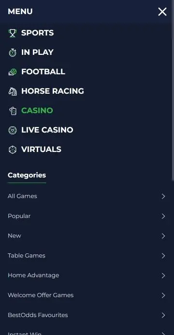 BestOdds Casino on mobile