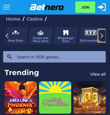 Game library at Betnero