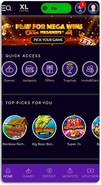 This is how XL Casino looks like on mobile