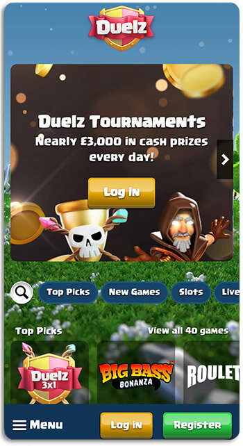 How Duelz looks like on mobile