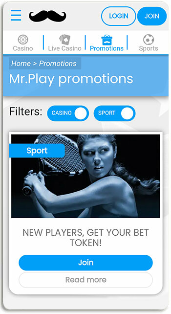 Mr Play free bet is available as a welcome offer for all new players