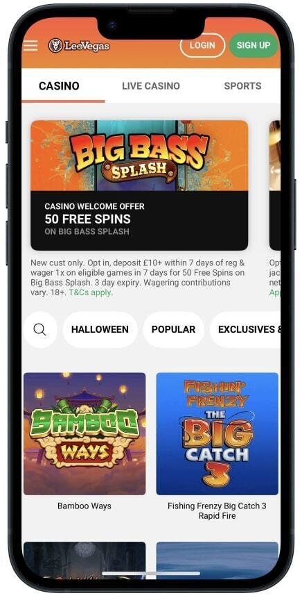 Play on LeoVegas mobile casino app