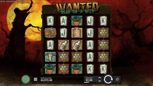 Wanted Dead Or A Wild slot game by Hacksaw