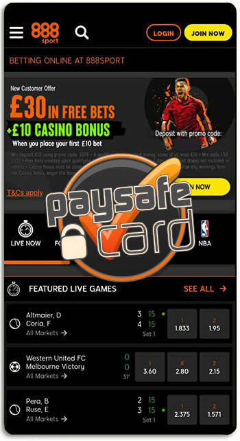 888Sport accepts Paysafecard