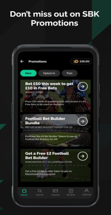 SBK mobile app bet promotions