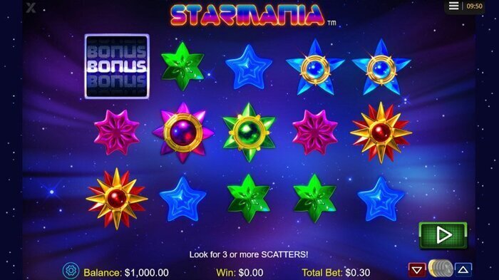 Starmania is a simple video slot with high Return to Player