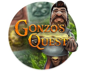 Gonzo's Quest game logo with a colourful background
